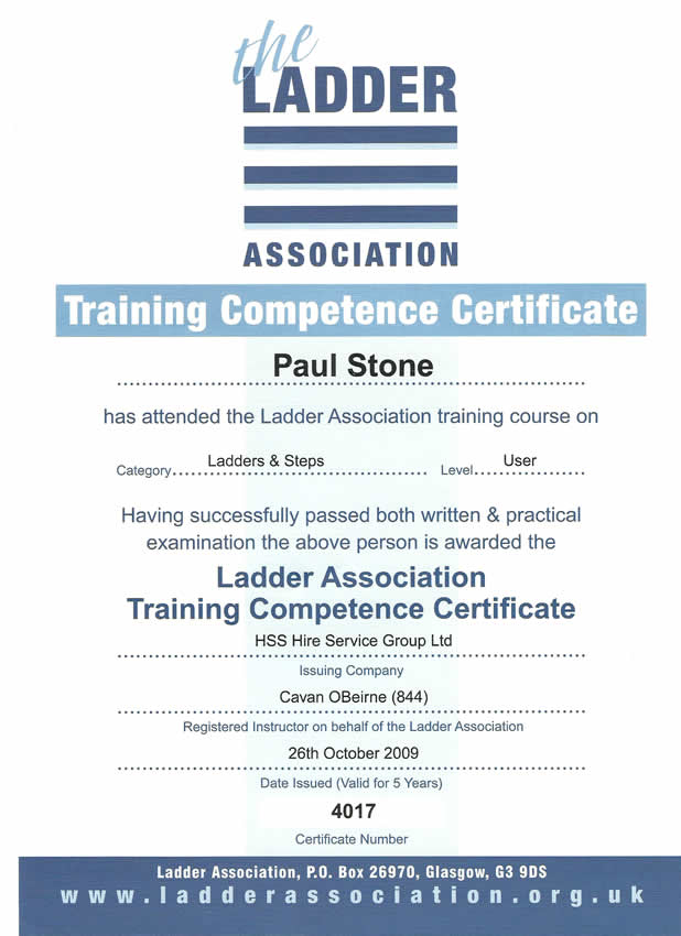 Ladder Competency Certificate